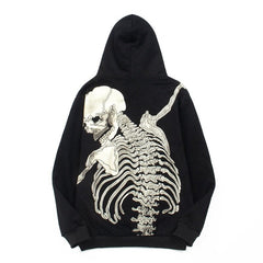 Godspeed Hip Hop Skull Print Fleece Loose Hoodie