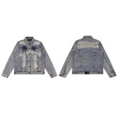 GODSPEED Vintage Washed Embroidered Denim Varsity Jacket