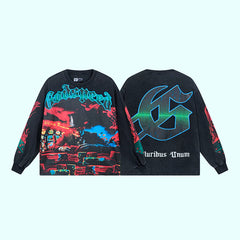 GODSPEED Vintage Rose Print Loose Long Sleeve Tee