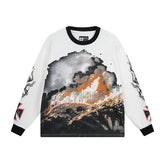 GODSPEED Vintage Rose Print Loose Long Sleeve Tee