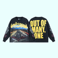 GODSPEED Vintage Rose Print Loose Long Sleeve Tee