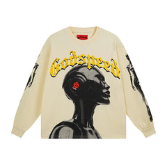 GODSPEED Vintage Rose Print Loose Long Sleeve Tee