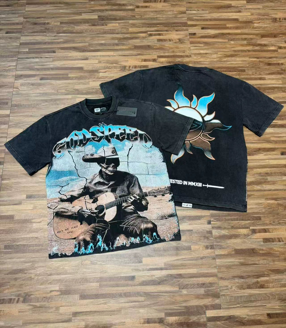 GODSPEED Vintage Washed Graphic Loose Short Sleeve Tee