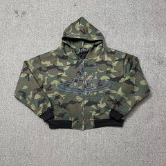 Broken Planet Camouflage Puff Print Zip Hoodie