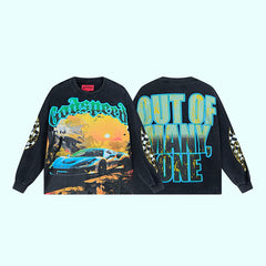 GODSPEED Vintage Rose Print Loose Long Sleeve Tee