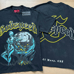 GODSPEED Vintage Skull Rider Loose Cotton Graphic Tee