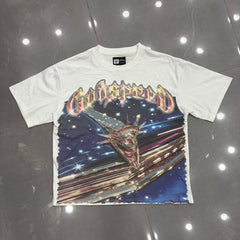 GODSPEED Vintage Rock Band Graphic Loose Cotton Tee