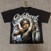 GODSPEED Vintage Angel Rhinestone Washed Cotton Tee