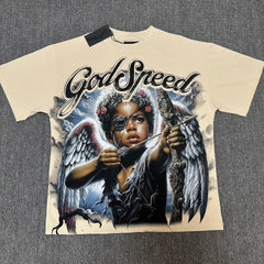 GODSPEED Vintage Angel Rhinestone Washed Cotton Tee