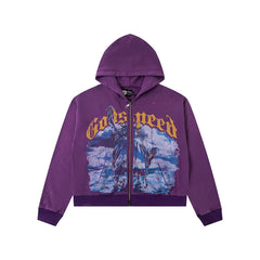 Godspeed Washed Statue Of Liberty Zip Hoodie