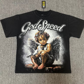 GODSPEED Vintage Angel Rhinestone Washed Cotton Tee