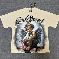GODSPEED Vintage Angel Rhinestone Washed Cotton Tee