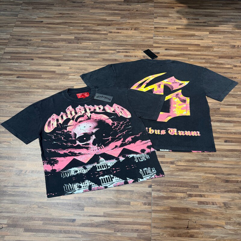 GODSPEED Vintage Washed Skull Graphic Cotton Tee