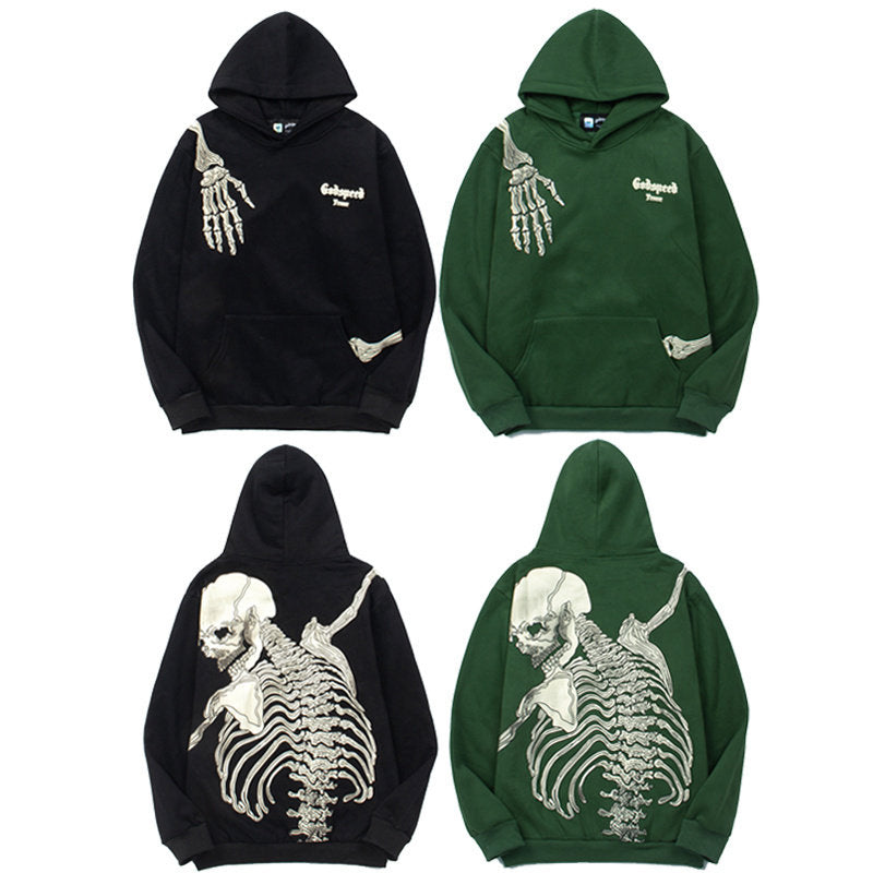 Godspeed Hip Hop Skull Print Fleece Loose Hoodie