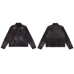GODSPEED Vintage Washed Embroidered Denim Varsity Jacket