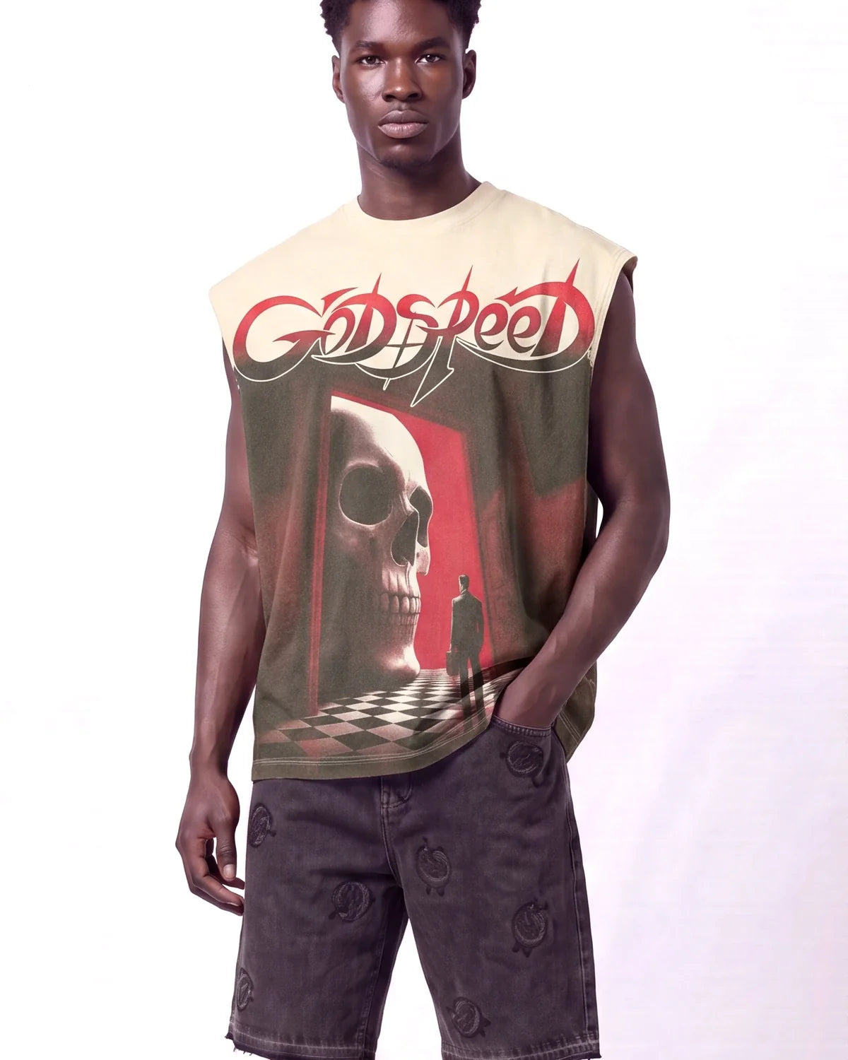 Godspeed Fate's Doorstep Sleeveless Tee Bone