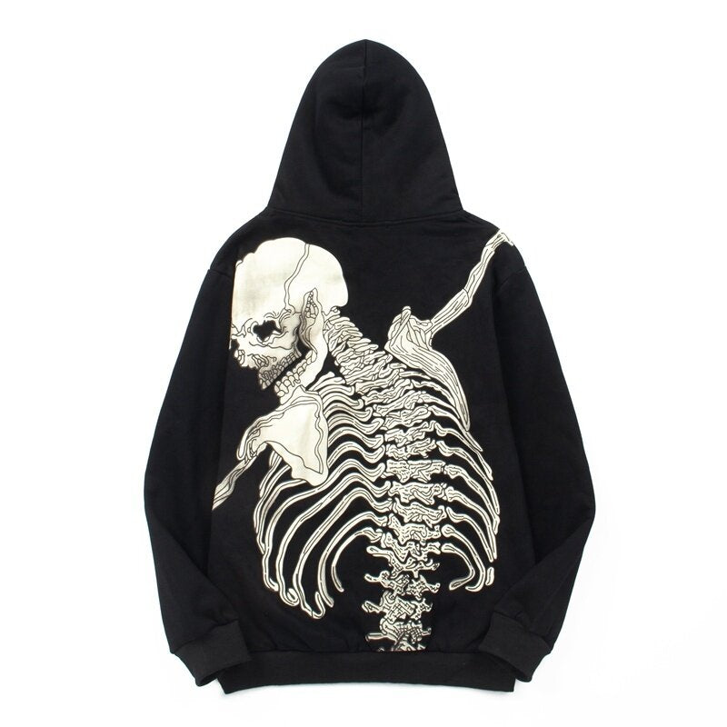 Godspeed Hip Hop Skull Print Fleece Loose Hoodie