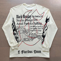 GODSPEED Vintage Newspaper Print Loose Long Sleeve Tee