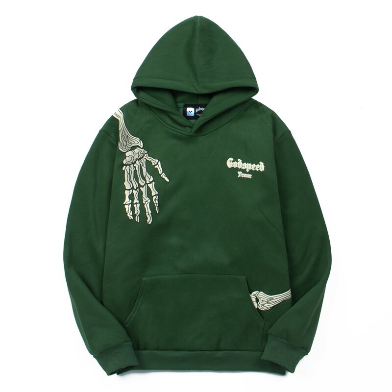 Godspeed Hip Hop Skull Print Fleece Loose Hoodie