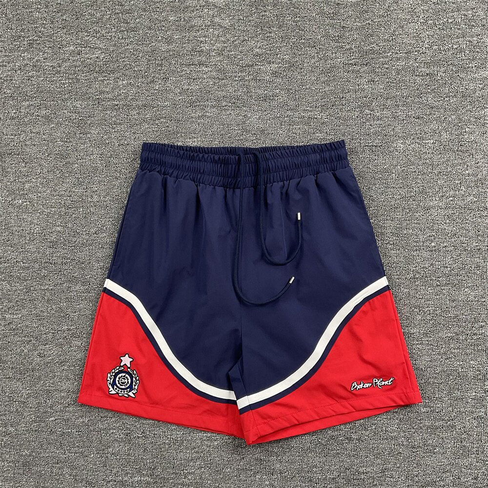 Broken Planet Embroidered Color Block Basketball Shorts