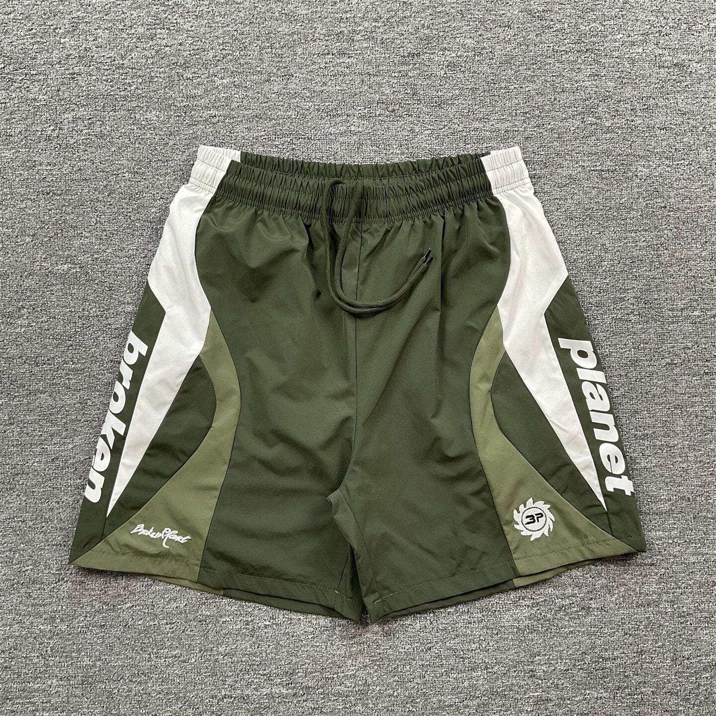 Broken Planet Embroidered Retro Color Block Shorts