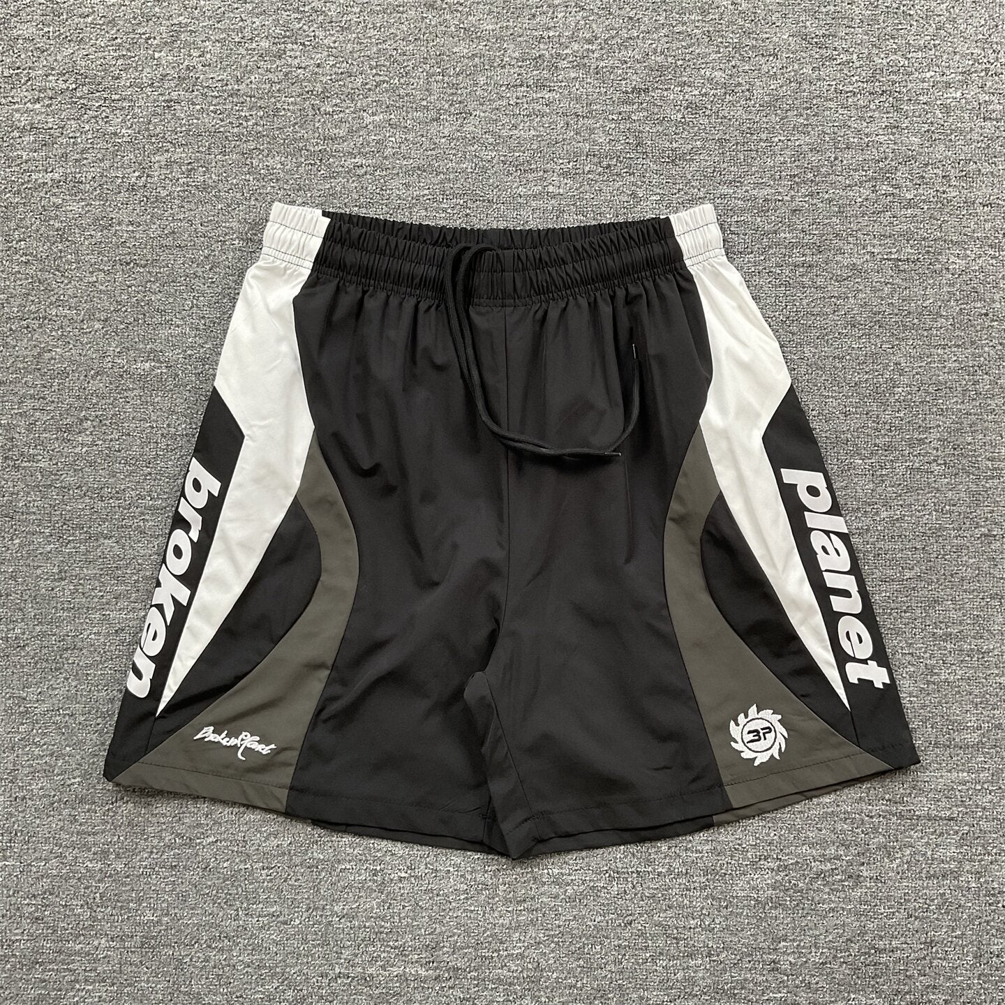 Broken Planet Embroidered Retro Color Block Shorts