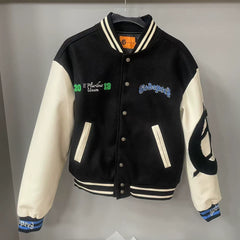 GODSPEED American Embroidered Moon Wolf Baseball Jacket