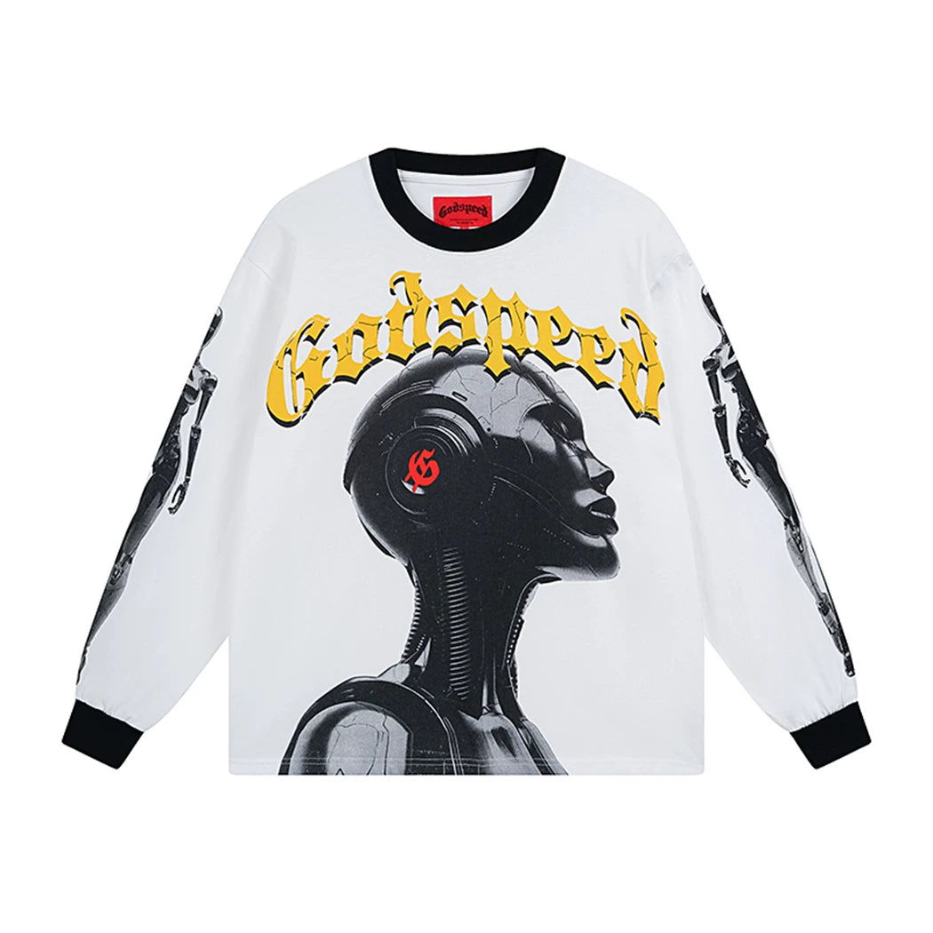 GODSPEED Vintage Rose Print Loose Long Sleeve Tee