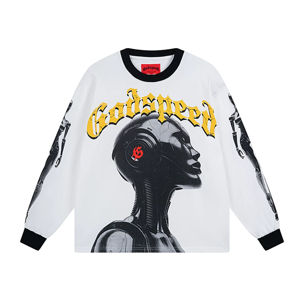 GODSPEED Vintage Rose Print Loose Long Sleeve Tee