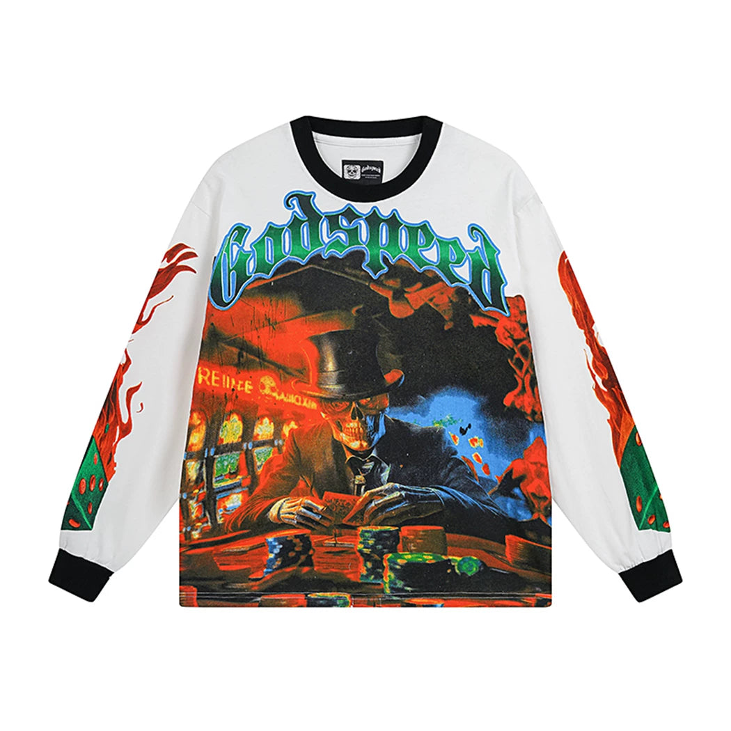 GODSPEED Vintage Rose Print Loose Long Sleeve Tee