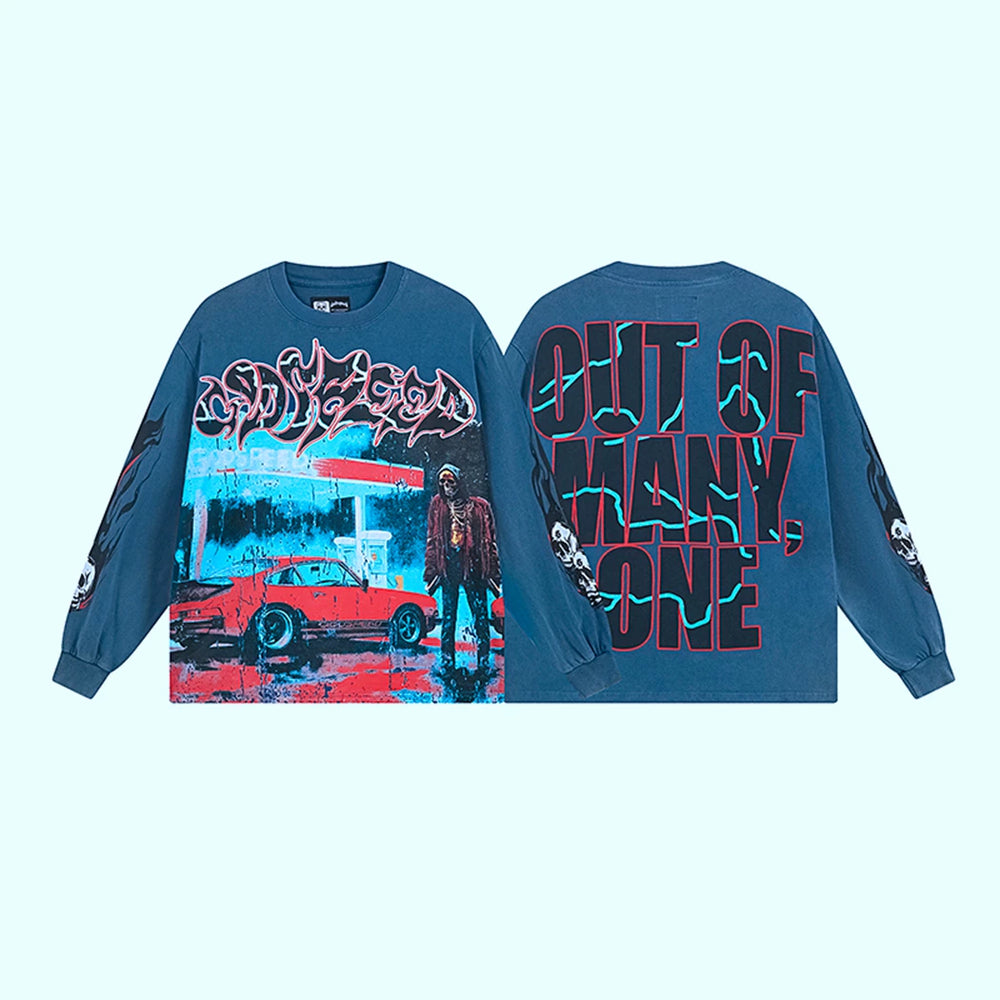 GODSPEED Vintage Rose Print Loose Long Sleeve Tee