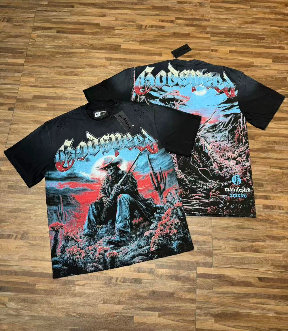 GODSPEED Vintage Washed Graphic Loose Short Sleeve Tee