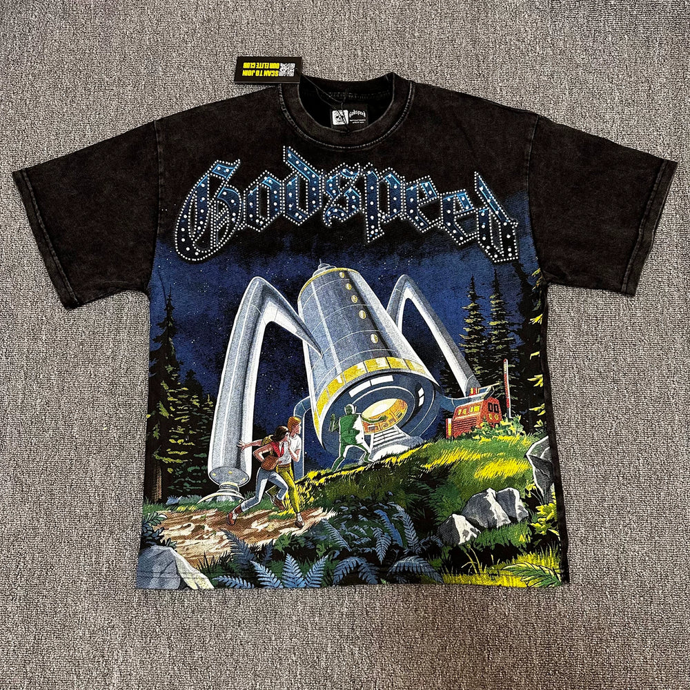 GODSPEED Vintage Washed Star Wars Rhinestone Graphic Tee