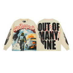 GODSPEED Vintage Rose Print Loose Long Sleeve Tee