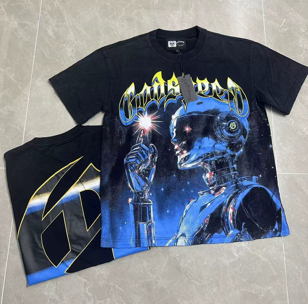 GODSPEED Vintage Washed Graphic Loose Short Sleeve Tee