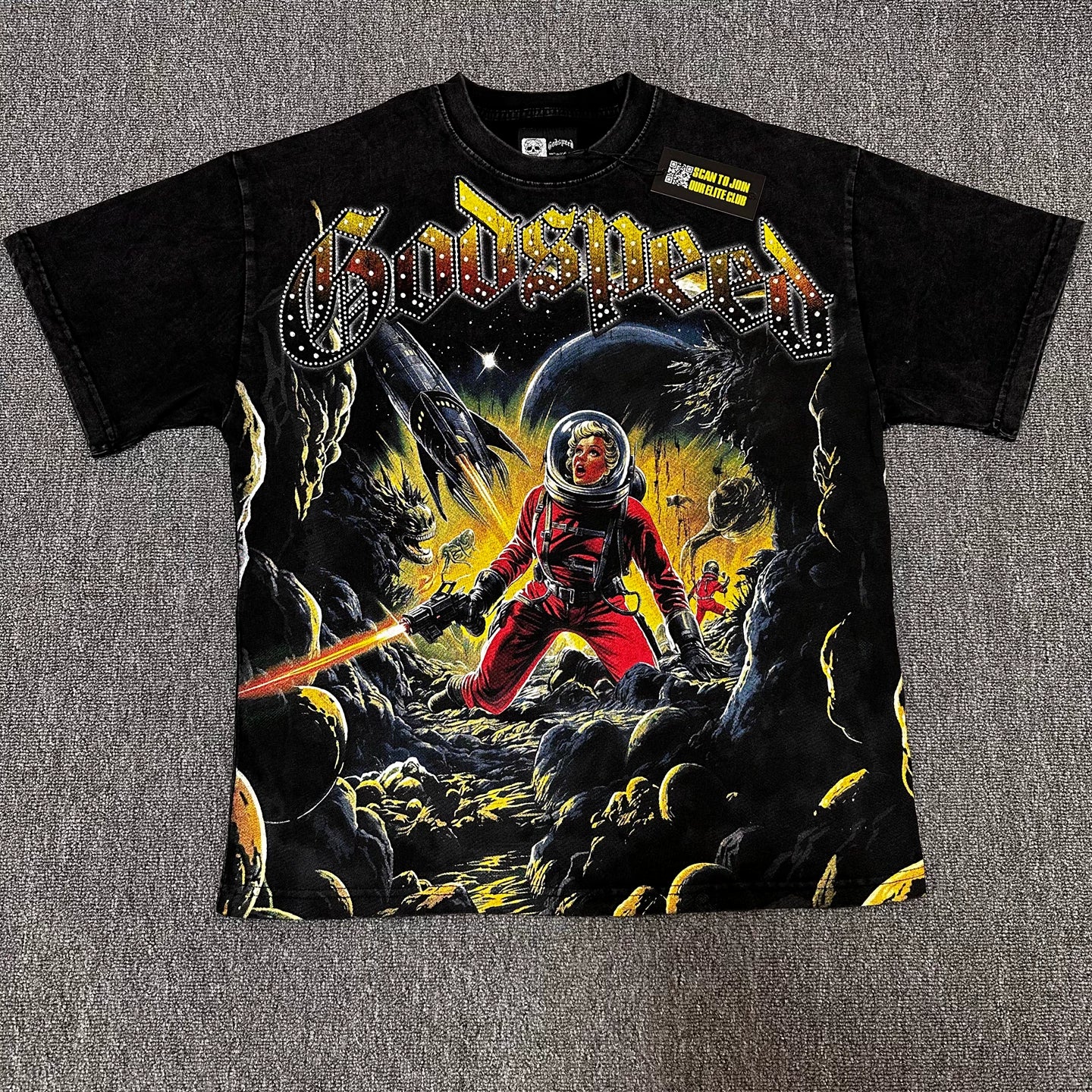 GODSPEED Vintage Washed Star Wars Rhinestone Graphic Tee