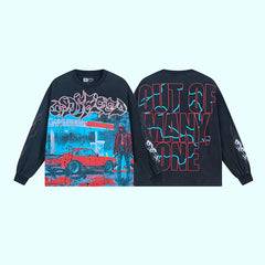 GODSPEED Vintage Rose Print Loose Long Sleeve Tee