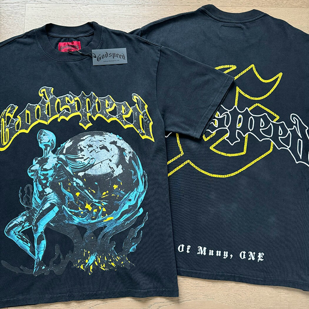 GODSPEED Vintage Skull Rider Loose Cotton Graphic Tee