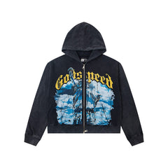 Godspeed Washed Statue Of Liberty Zip Hoodie
