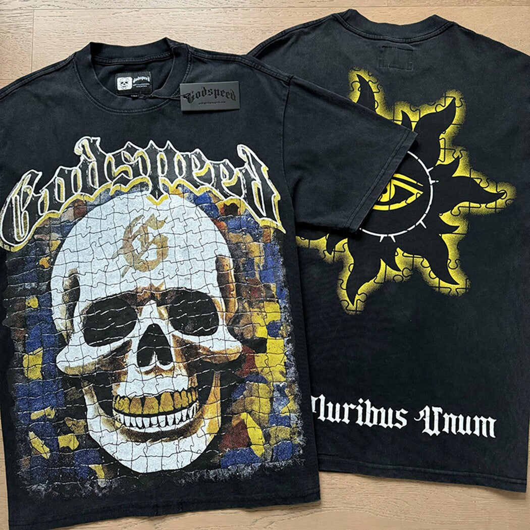 GODSPEED Vintage Skull Rider Loose Cotton Graphic Tee