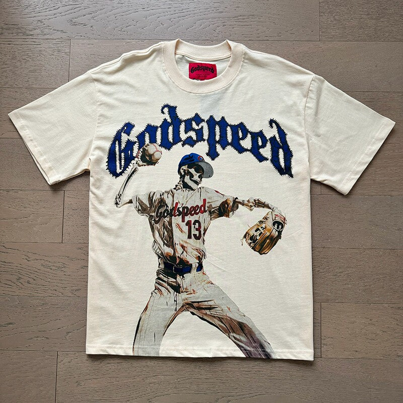 GODSPEED Vintage Biker Rock Graphic Loose Cotton Tee