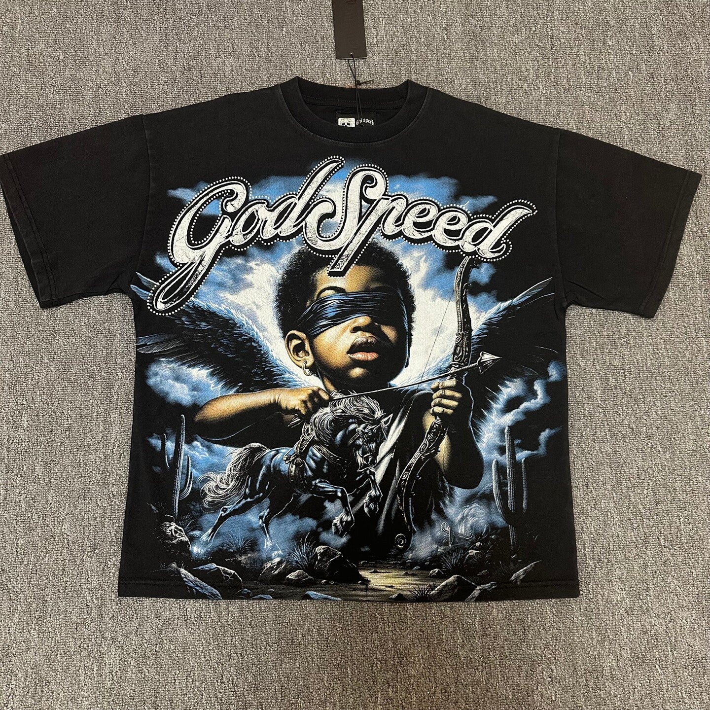 GODSPEED Vintage Angel Rhinestone Washed Cotton Tee