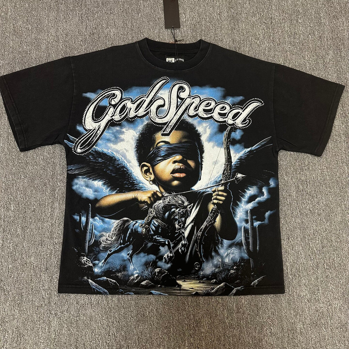 GODSPEED Vintage Angel Rhinestone Washed Cotton Tee