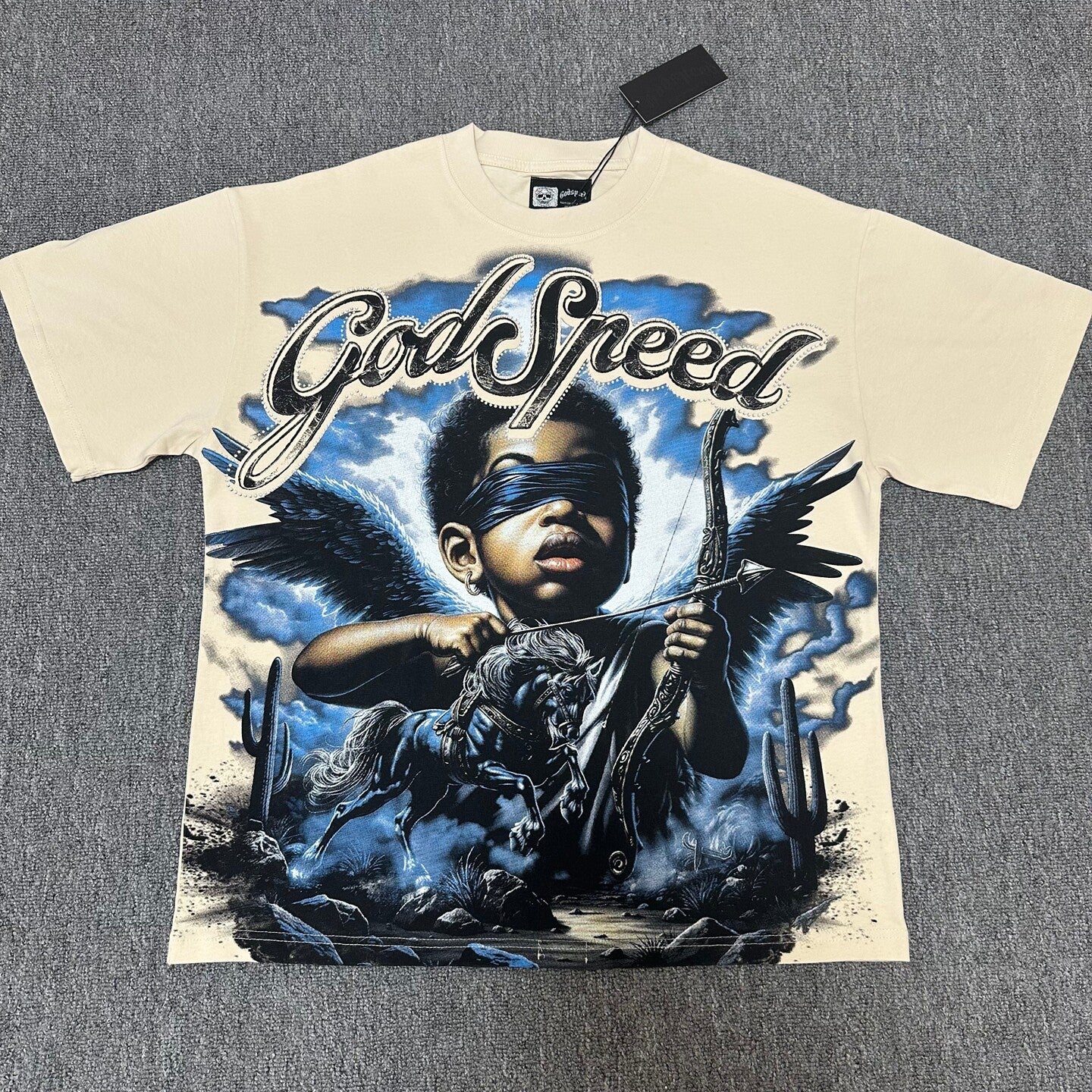 GODSPEED Vintage Angel Rhinestone Washed Cotton Tee