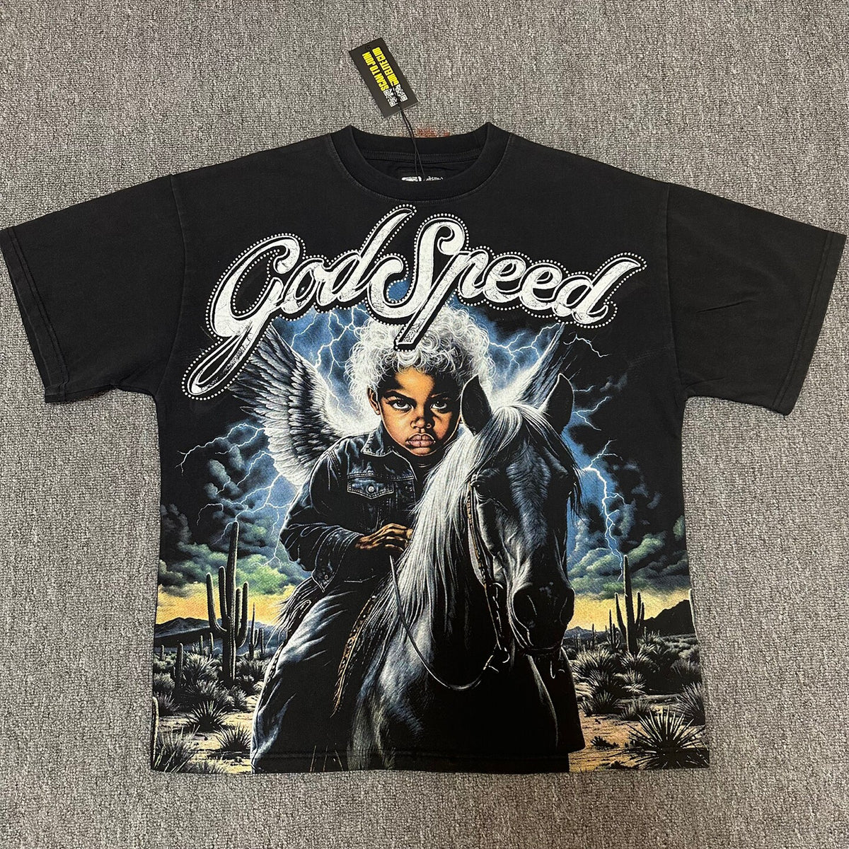 GODSPEED Vintage Angel Rhinestone Washed Cotton Tee