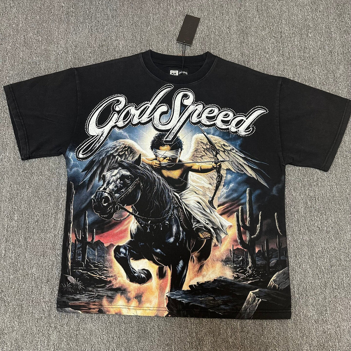 GODSPEED Vintage Angel Rhinestone Washed Cotton Tee