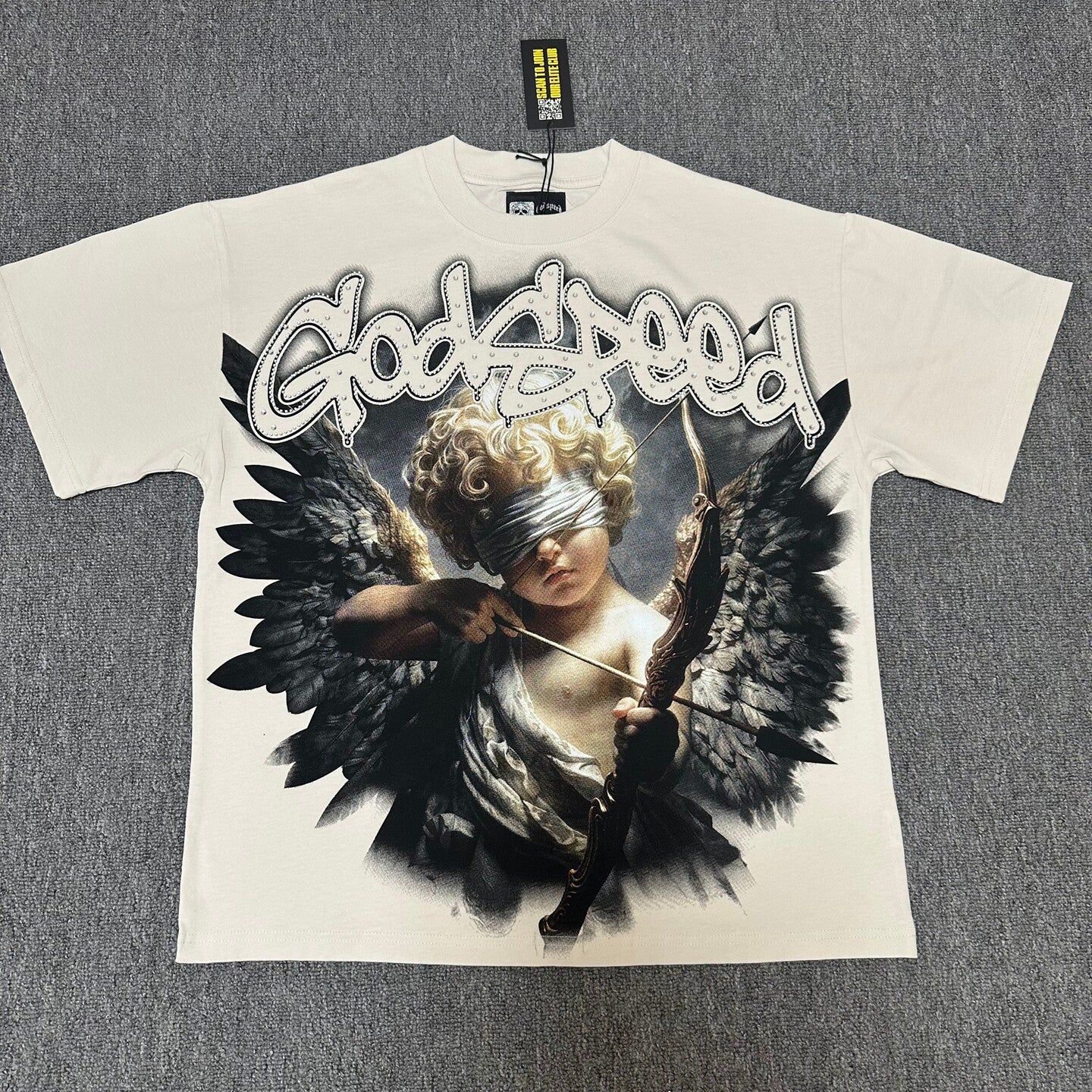 GODSPEED Vintage Angel Rhinestone Washed Cotton Tee
