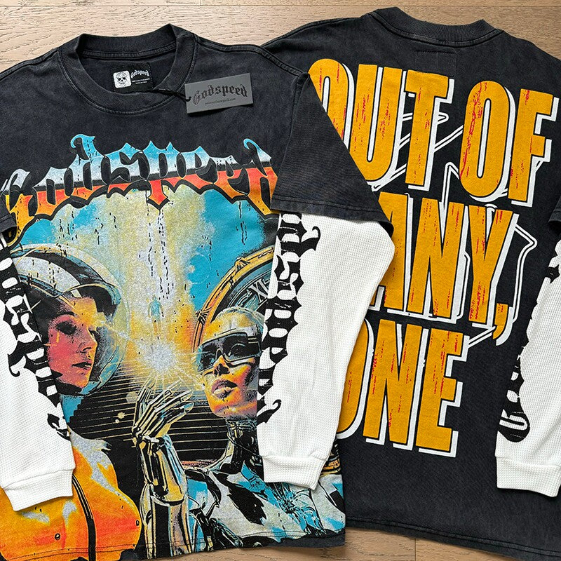 GODSPEED Vintage Washed Layered Graphic Long Sleeve Tee