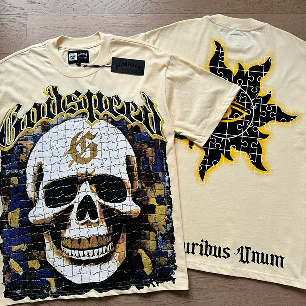 GODSPEED Vintage Skull Rider Loose Cotton Graphic Tee