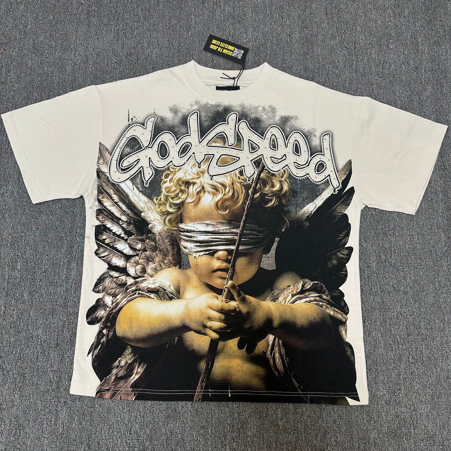 GODSPEED Vintage Angel Rhinestone Washed Cotton Tee